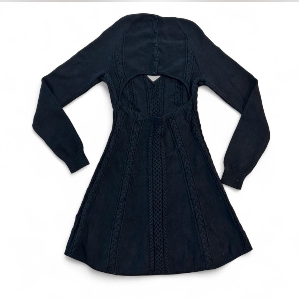 NWT Free People Knit Sweater Dress with Sexy Cut Out Back in Black, Size Large - Picture 3 of 6